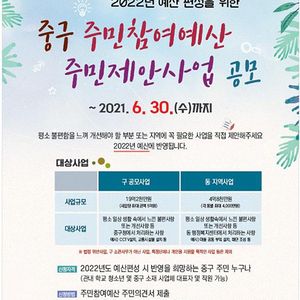 인천 중구, 주민참여예산 주민제안사업 공모